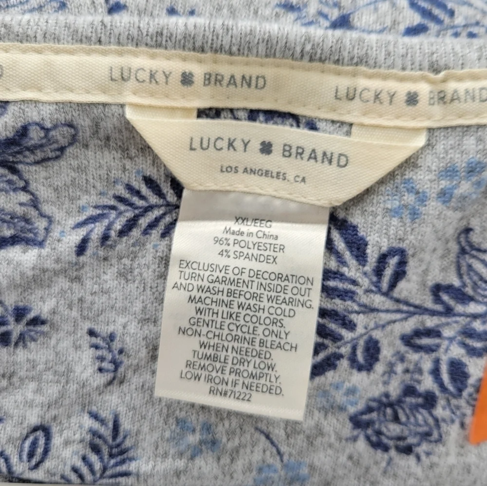 Lucky Brand Mini Denim Floral 4 Piece Pajama Set Blue Grey XXL